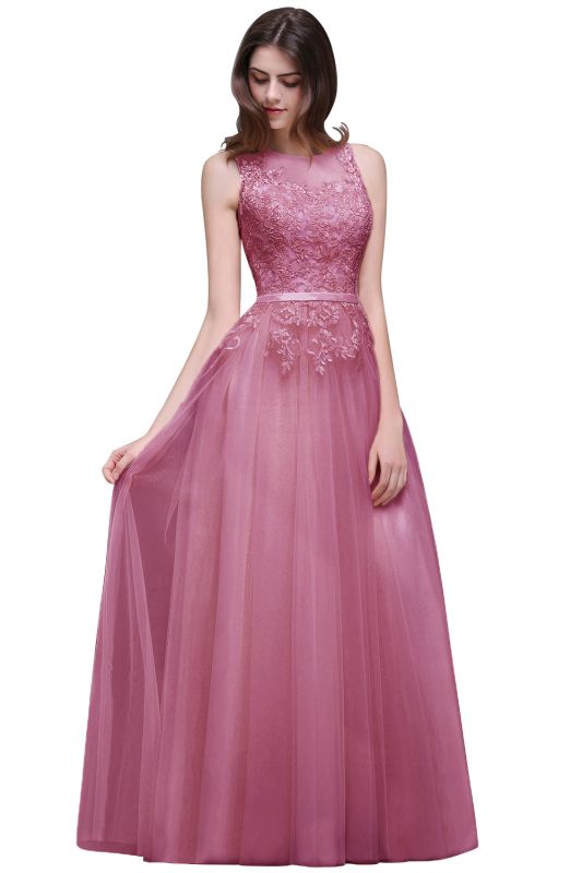 ATHENA | A-line Floor-Length Tulle Prom Dress With Lace