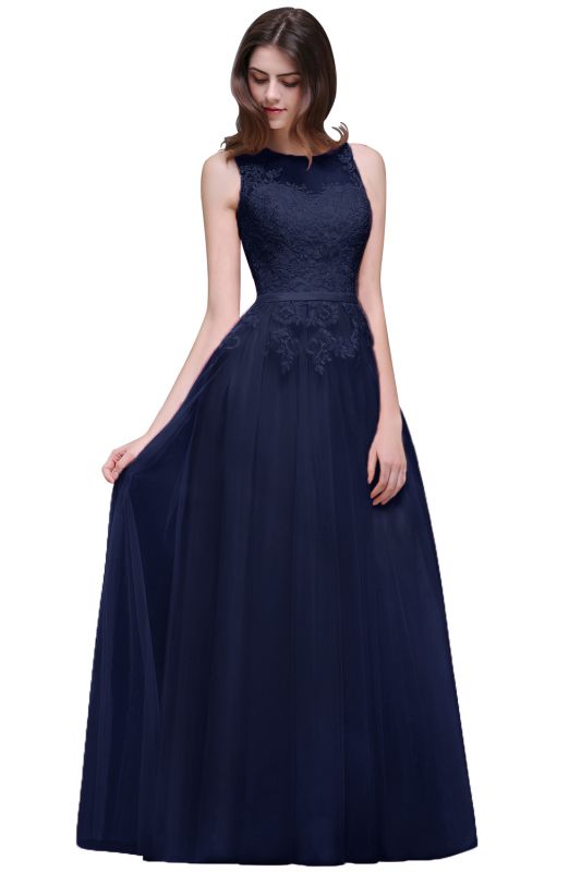 ATHENA | A-line Floor-Length Tulle Prom Dress With Lace