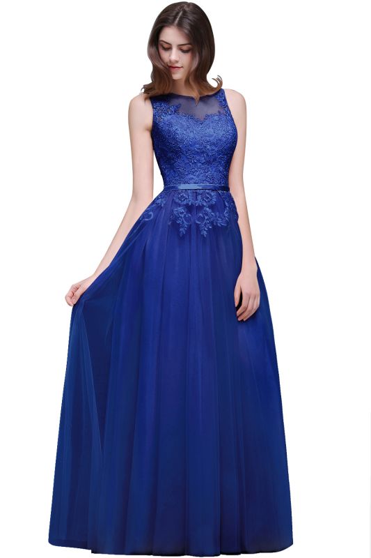 ATHENA | A-line Floor-Length Tulle Prom Dress With Lace