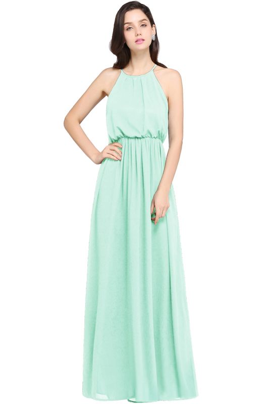 CHEYENNE | A-line Floor-length Chiffon Navy Blue Simple Prom Dress