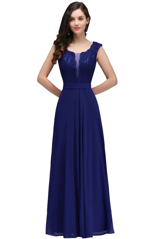 CORINNE | A-line Floor-length Lace Burgundy Elegant Prom Dress