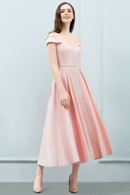 peach tea length dress