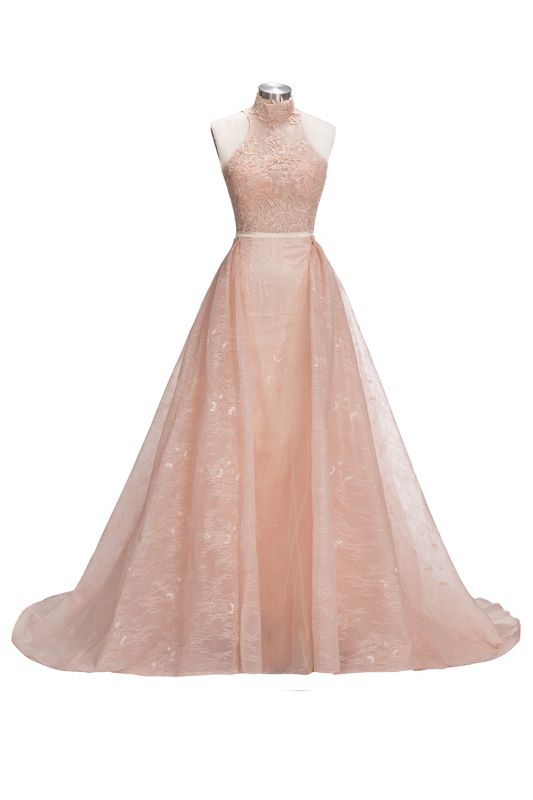 TILDA | Sheath Illusion Overskirt High-Neck Sleeveless Lace Prom Dresses