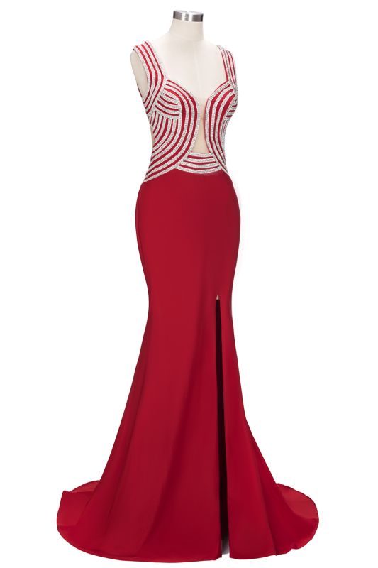 ROSEMARY | Mermaid Sleeveless Floor Length Sequins Patterns Slit Prom Dresses