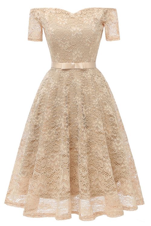 New A-ligne Femmes Dentelle Vintage Dress