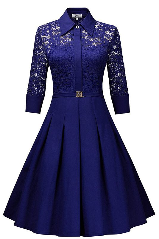 Damen V-Line Kleid Medium Hellblau