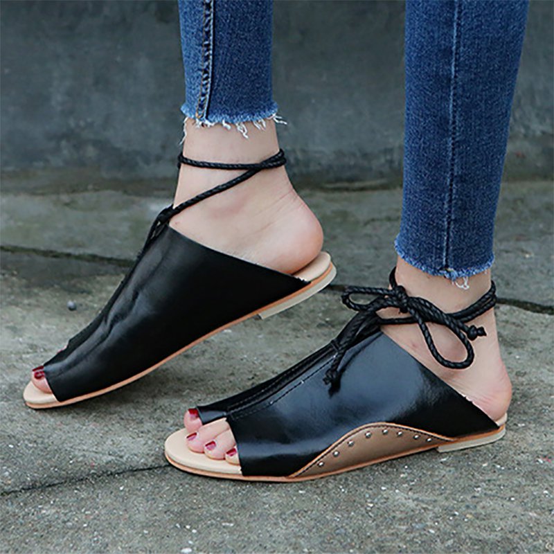 Braided Strap Daily Flat Heel Sandals | Newarrivaldress.com