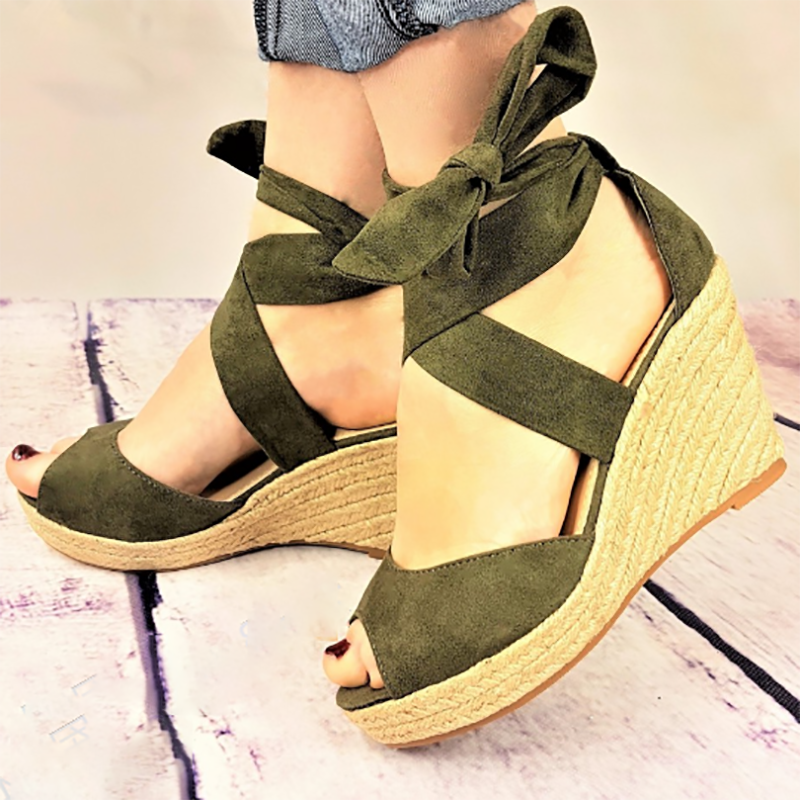 Espadrilles Bowknot Peep Toe Summer Wedge Sandals