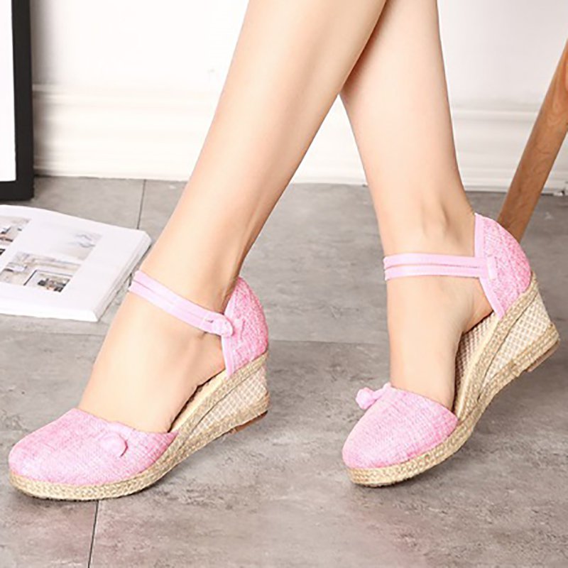 Espadrilles Button Quotidien Sandales compensées en tissu