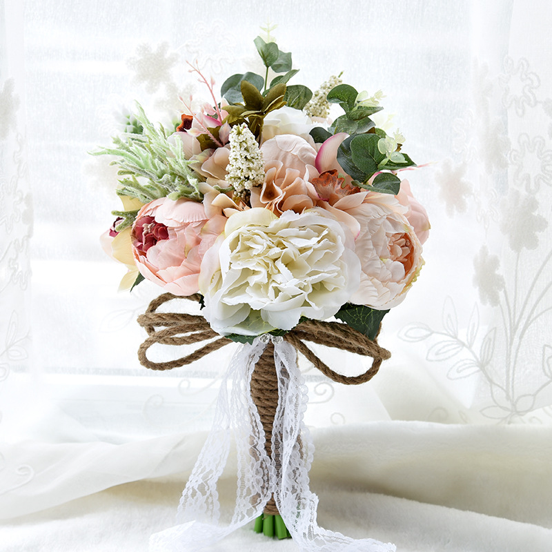 Real Touch bunte Artifial Rosen Hochzeit Bouquet