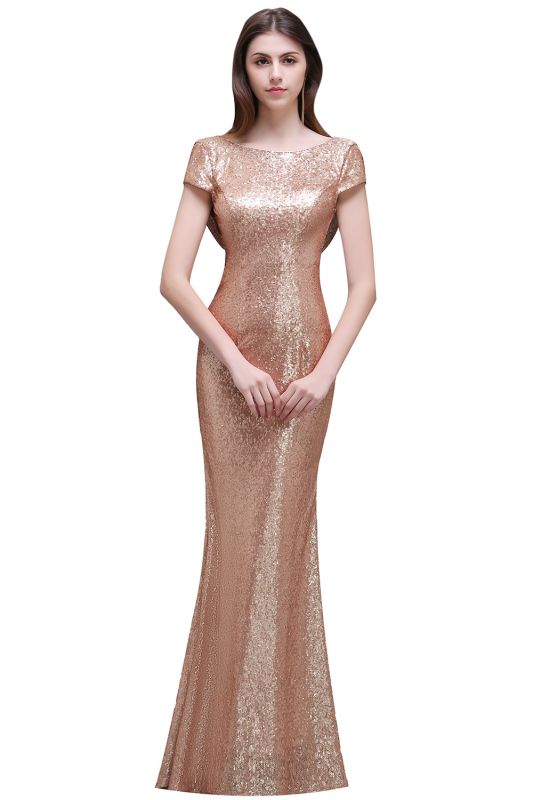 Frauen Sparkly Rose Gold Lange Pailletten Brautjungfer Kleider Prom / Abendkleider