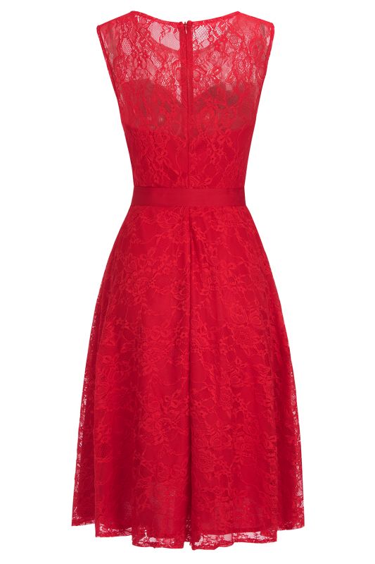 A-line Sleeveless Burgundy Lace Dresses with Bow