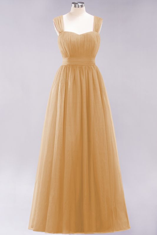 Chiffon Sweetheart Straps Sleeves Floor-Length Bridesmaid Dresses with Ruffles