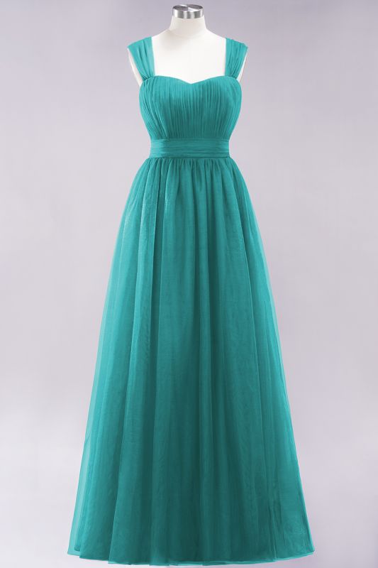 Chiffon Sweetheart Straps Sleeves Floor-Length Bridesmaid Dresses with Ruffles