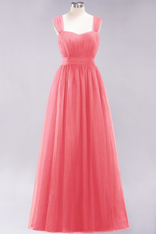 Chiffon Sweetheart Straps Sleeves Floor-Length Bridesmaid Dresses with Ruffles