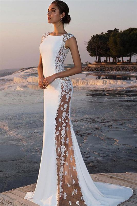 Mermaid Appliques Jewel Straps Sleeveless Long Prom Dress