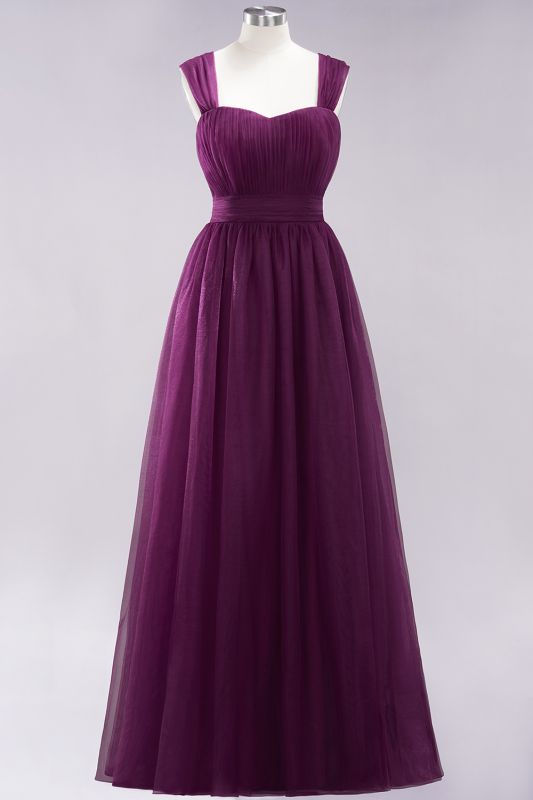 Chiffon Sweetheart Straps Sleeves Floor-Length Bridesmaid Dresses with Ruffles