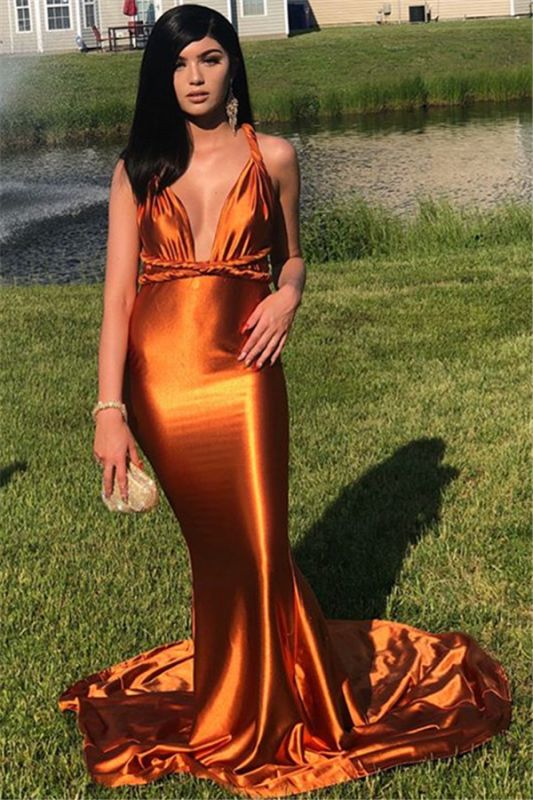 Sexy Mermaid Sleeveless Spaghetti Straps V-neck Prom Dresses