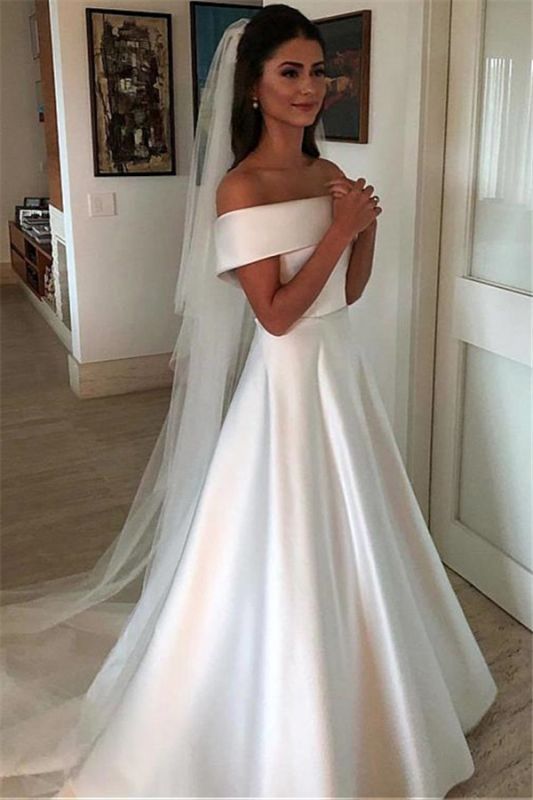 Elegant Off The Shoulder Wedding Dresses  | Bowknot Sexy Sleeveless  Bridal Gowns