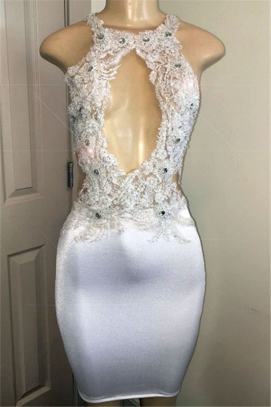 Glamorous Crystal Halter Sleeveless Appliques Open Back Prom Dresses