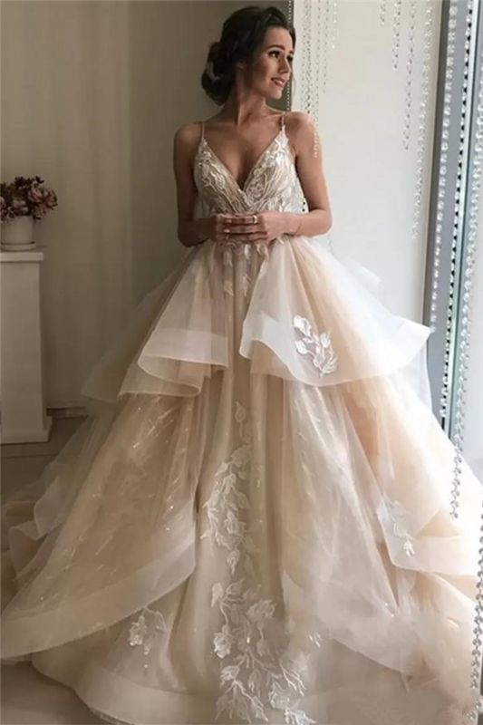 Applique sexy TieElegant pure robes de mariée | Robes de mariée florales sans manches dos nu sans manches