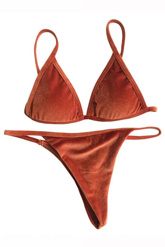 Velvet Triangle Pads Maillots De Bain Taille Haute Bikini
