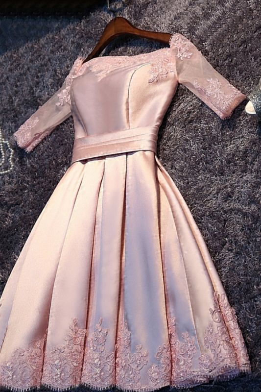 Custom Made A-line New Arrival Half Sleeves Pink Off The Shoulder Sexy Short Homecoming Dresses