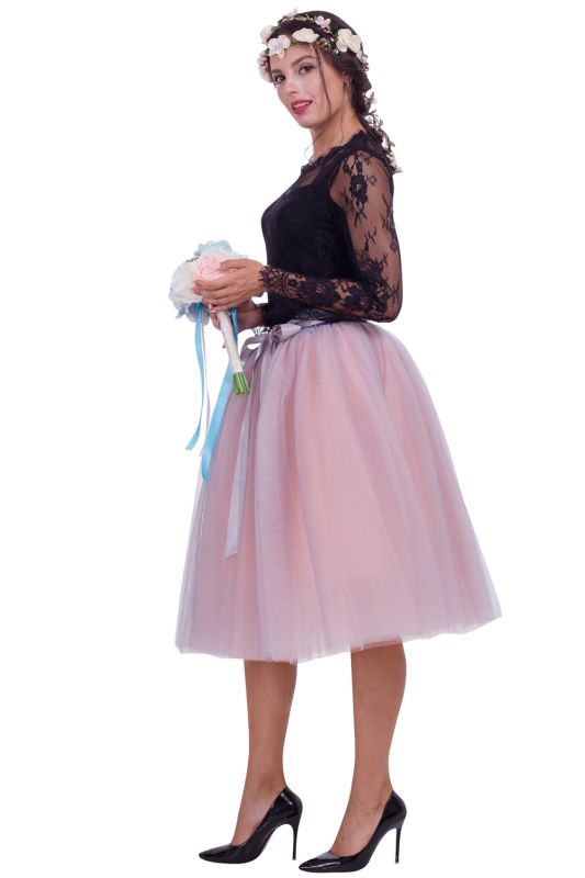 Glorious Tulle Knee-Length Ball-Gown Skirts | Elastic Bowknot Women's Skirts