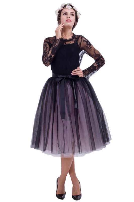 Glorious Tulle Knee-Length Ball-Gown Skirts | Elastic Bowknot Women's Skirts