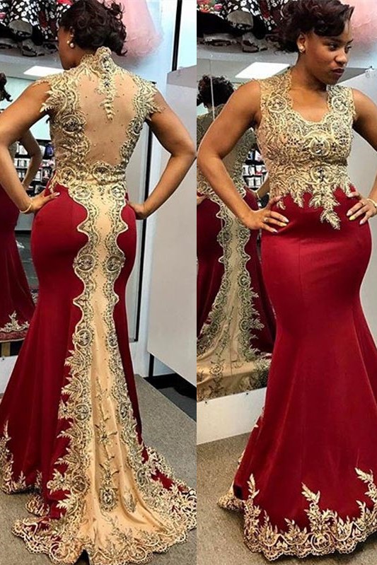 Glamorous Mermaid Long Sleeveless Sweep Train Prom Dress | Plus Size Prom Dress BA6950