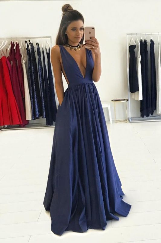 Long Sleeveless V-Neck Gorgeous Floor-Length Prom Dress BA4950