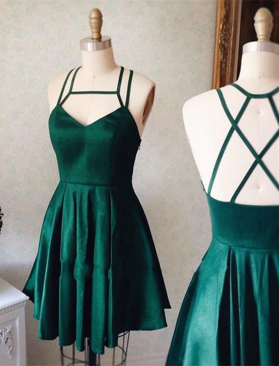 New Arrival Mini Green Sleeveless Spaghetti Straps Sexy Short Homecoming Dresses