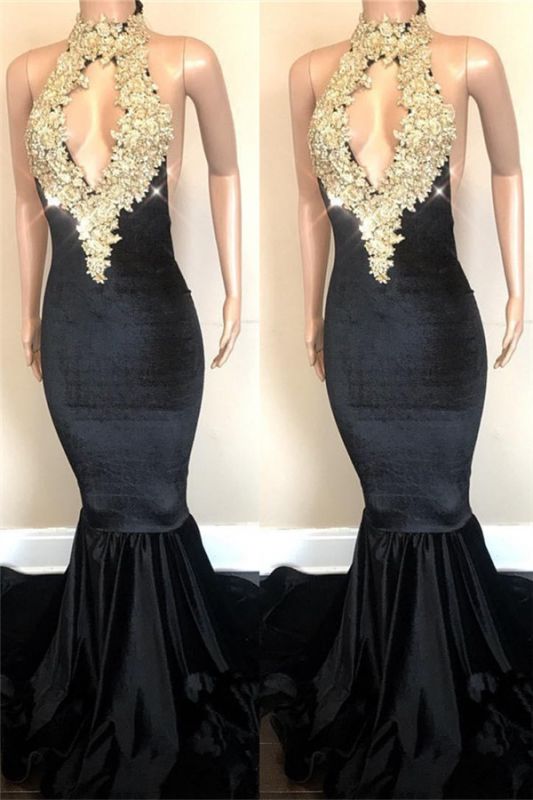 Kethole Junior Long Prom Dresses  Black | Mermaid Beads Appliques Evening Gowns