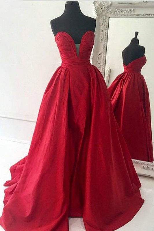 Sweetheart Red Evening Dresses | Oprn Back Long Prom Dresses  Online BA7350