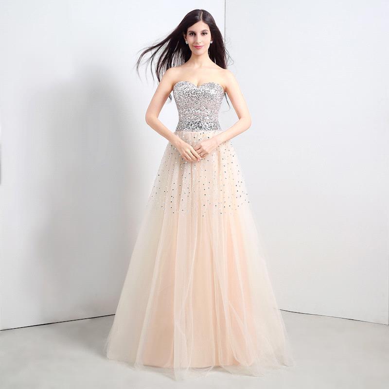 CECELIA | A-line Strapless Tulle Party Dress With  Sequined