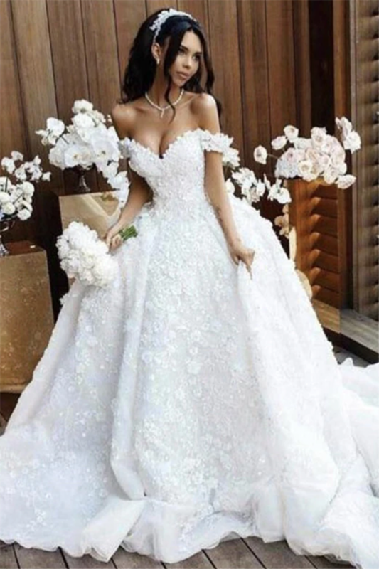 Fuera de los hombros Apliques Vestidos de novia de lujo Princesa Vestido de fiesta Vestido de novia sexy 2018