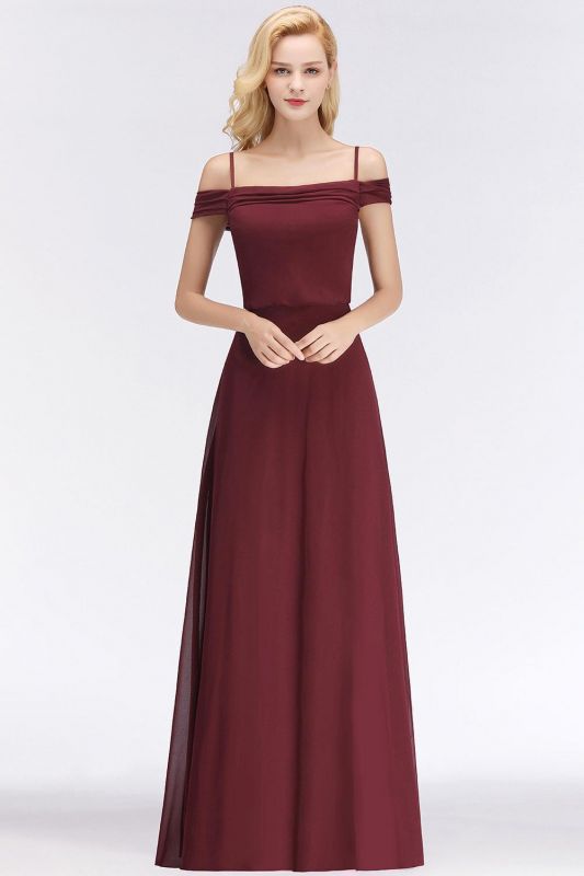 Long Mermaid Off-the-Shoulder Elegant Burgundy Bridesmaid Dress