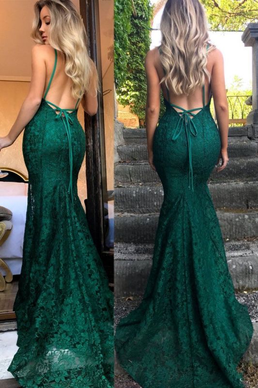 Robe de bal en dentelle verte, robes de soirée sirène