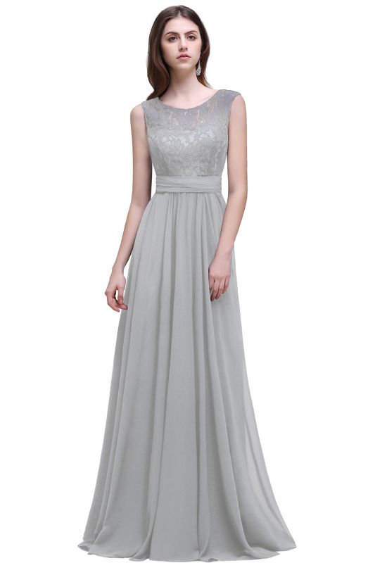 AUDRINA | A-line Scoop Chiffon Prom Dress With Lace