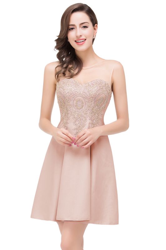 ESTHER | A-line Sleeveless Chiffon Short Prom Dresses with Appliques