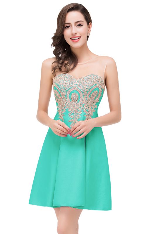 ESTHER | A-line Sleeveless Chiffon Short Prom Dresses with Appliques