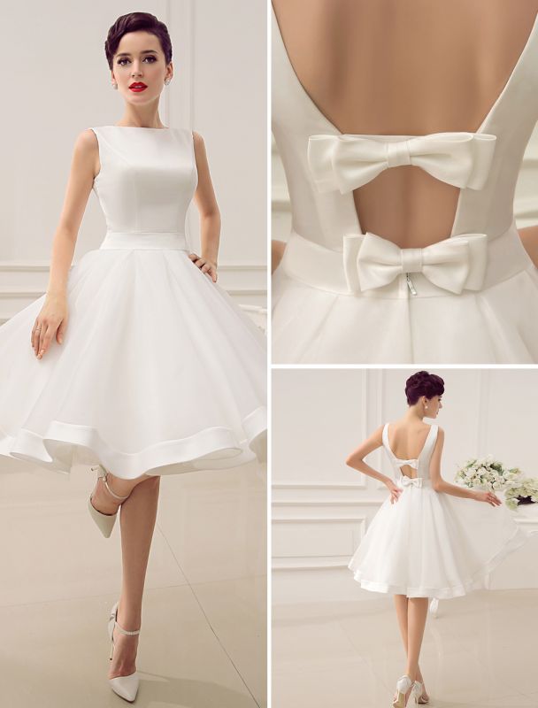 Short Wedding Dress Vintage Bridal Dress 1950’S Bateau Sleeveless Reception Bridal Gown Exclusive