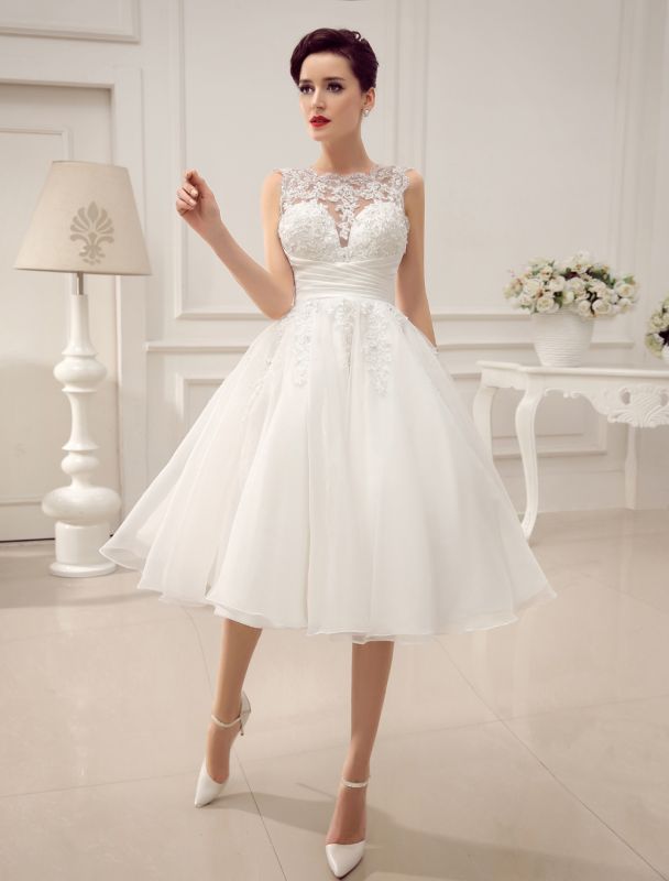 Short Wedding Dresses Vintage 1950'S Bridal Gown Backless Lace Beading ...