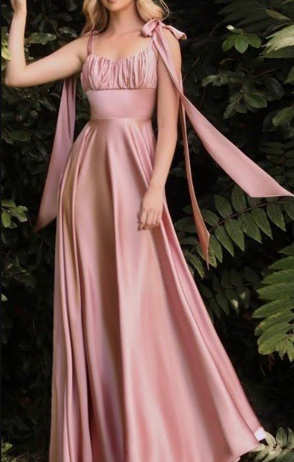 Dusty Pink Satin Brautjungfernkleid Aline Straps Hochzeitsgast Kleid