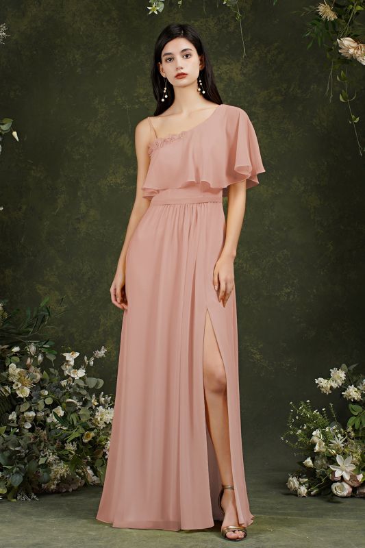 Spaghetti Straps Side Slit Bridesmaid Dress Sleeveless Prom Dress