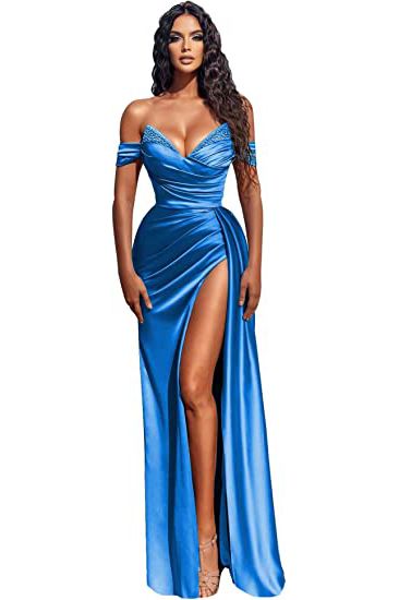 Sexy Off-the-Shoulder Satin Mermaid Prom Dress with Detachable Tail