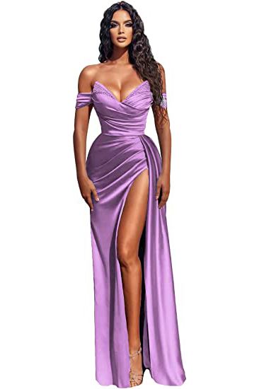 Sexy Off-the-Shoulder Satin Mermaid Prom Dress with Detachable Tail