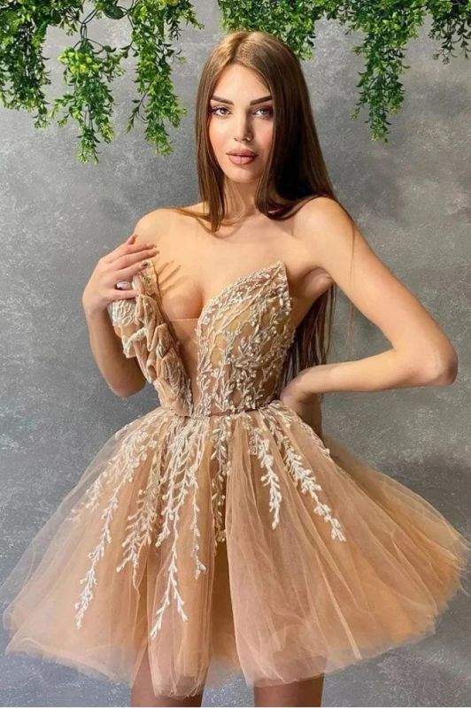 Vestido de cóctel de tul sin mangas con estampado floral con cuello en V encantador