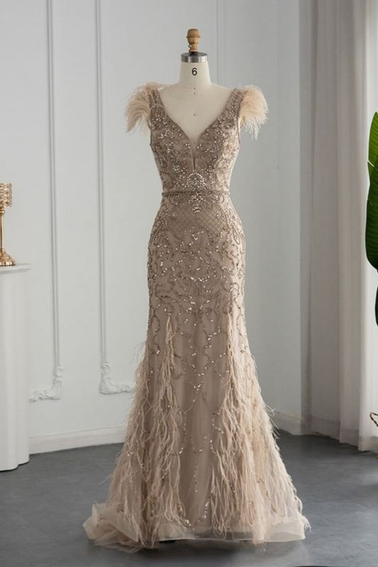 Wunderschönes Meerjungfrau-Abendkleid mit V-Ausschnitt und glitzernden Pailletten, langes Hochzeitskleid