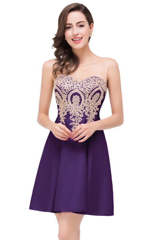 ESTHER | A-line Sleeveless Chiffon Short Prom Dresses with Appliques